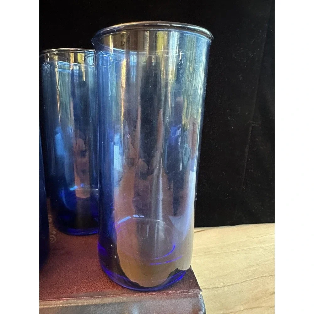 4 VTG Libbey Deep COBALT BLUE Round Bottom 5-3/4
